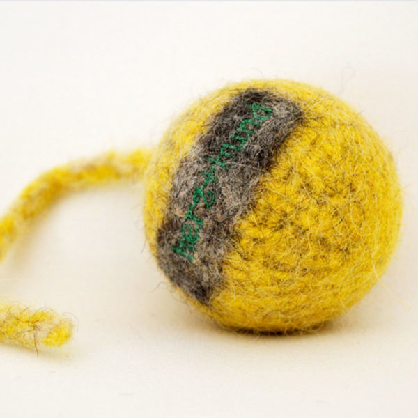 Schleuderball für Hunde - Bio-Filz in Gelb