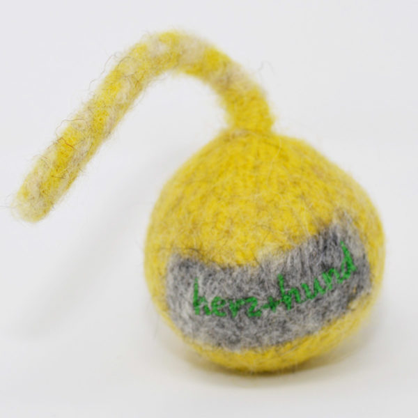 Wurfball aus Bio-Schurwolle in Gelb