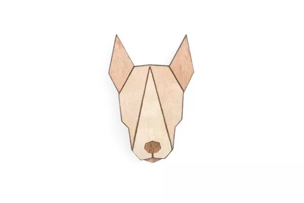 brosche bull terrier bewooden