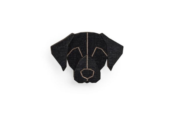 brosche schwarzer Labrador bewooden