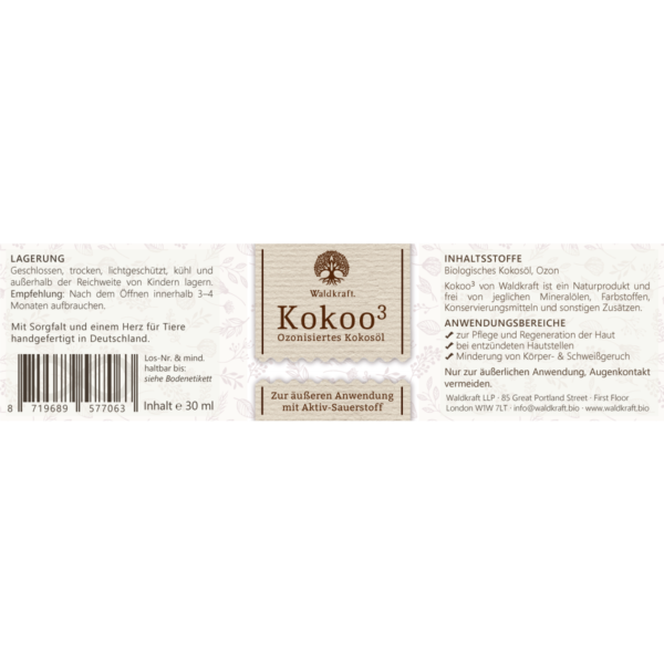 ozonisiertes kokosoel waldkraft kokoo 3 etikett