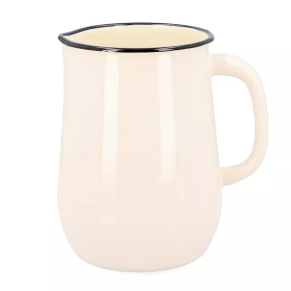 Wasserkrug aus Emaille in Creme