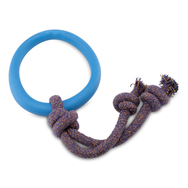 Öko Hundespielzeug Ring mit Seil - Becopets blau