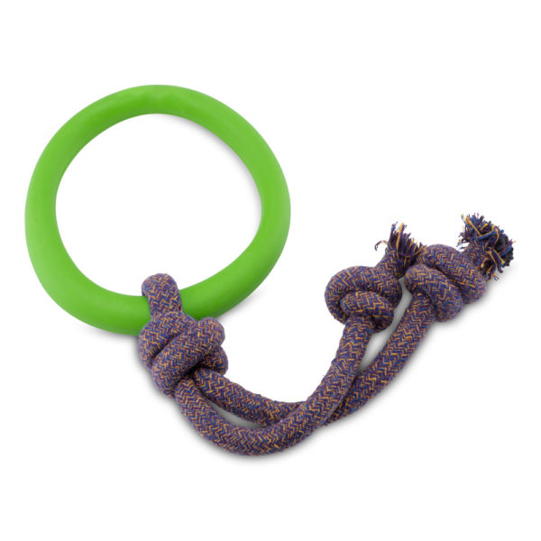 Öko Hundespielzeug Ring mit Seil - Becopets grün