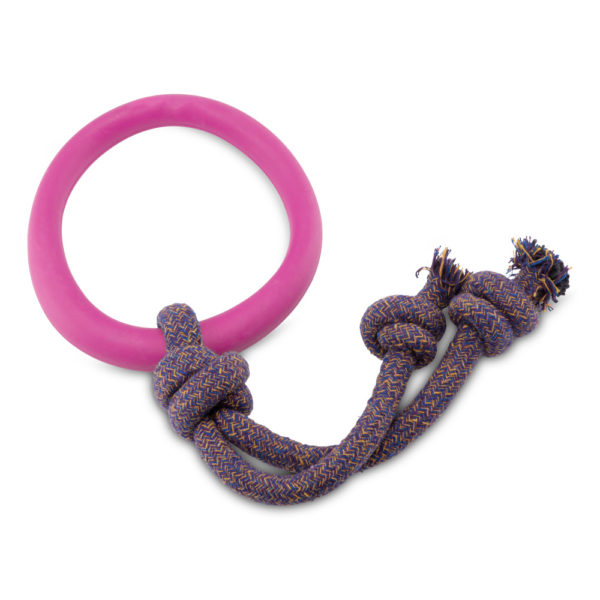 Öko Hundespielzeug Ring mit Seil - Becopets pink