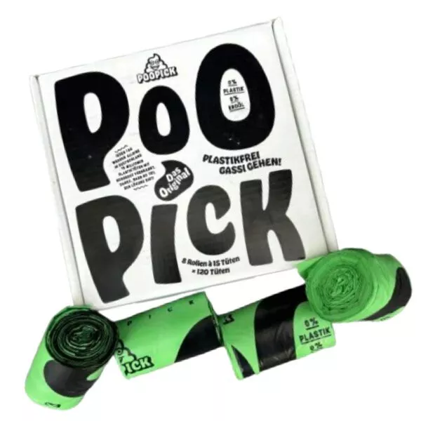 Hundekotbeutel plastikfrei von Poopick (120 Stück pro Packung)