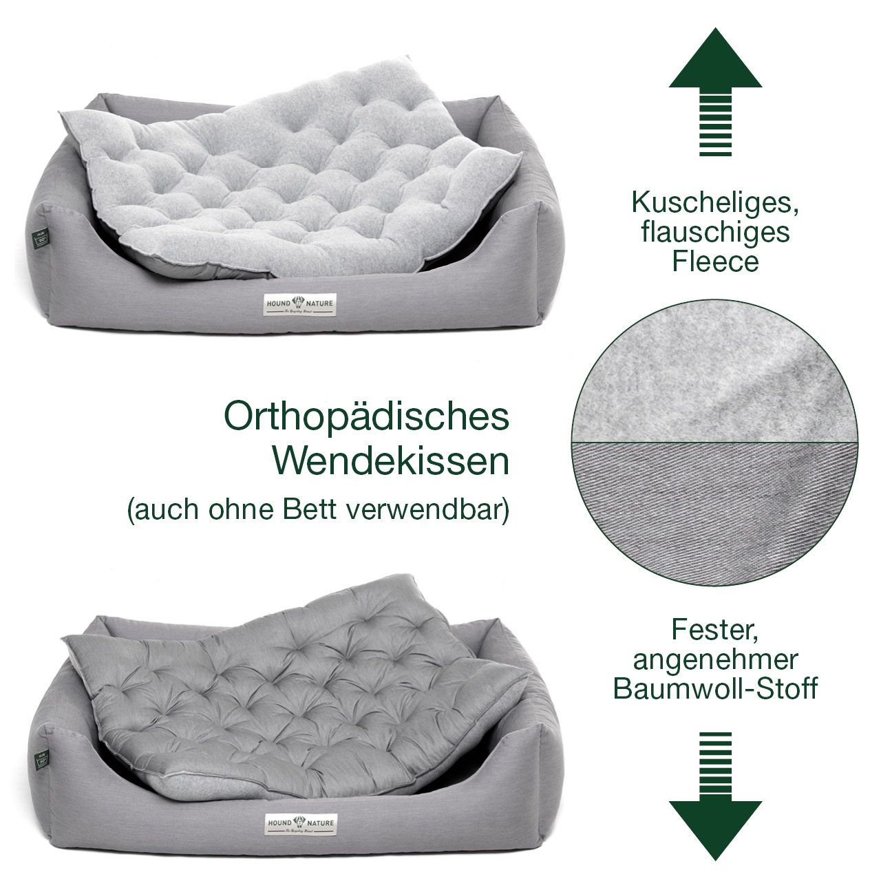 Hundebett waschbar "Zürich" in Hellgrau